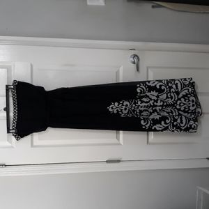 White House Black Market strapless black empire belted maxi dress